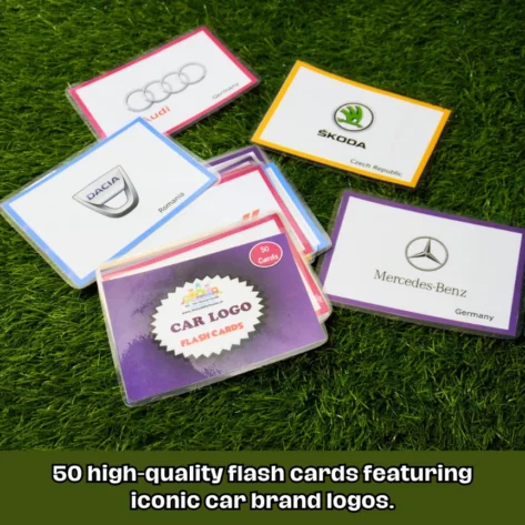 Preschool kids learning cards car brands