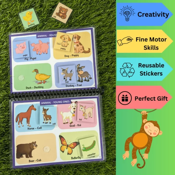 Educational animal young ones sorting binder