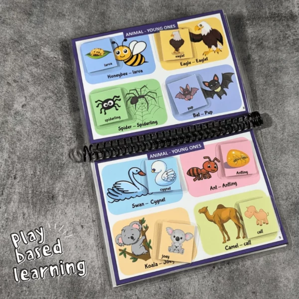 Engaging animal baby matching busy book for 2+ year olds