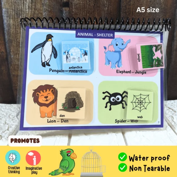 Fun animal habitat matching busy book