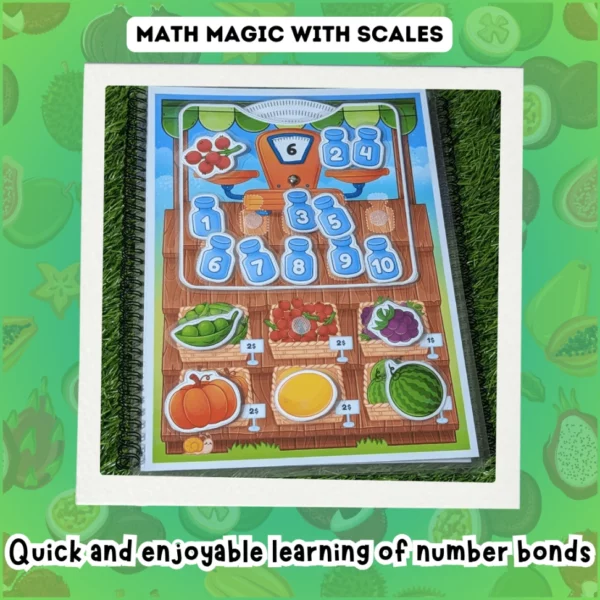 Math skills development with fruit and veggie sorting game