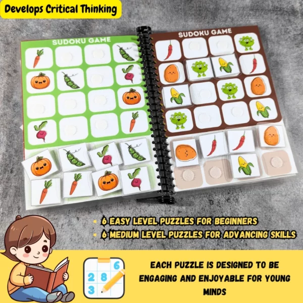 Fruits and vegetables-themed Sudoku book for young learners