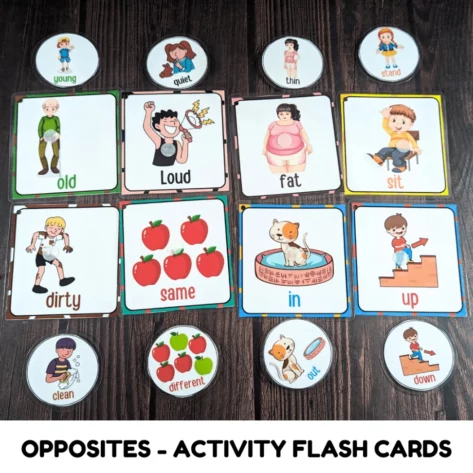 Opposites flash cards for preschool and kindergarten