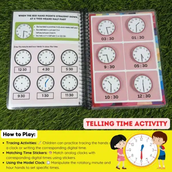 Tracing worksheets for learning clock times